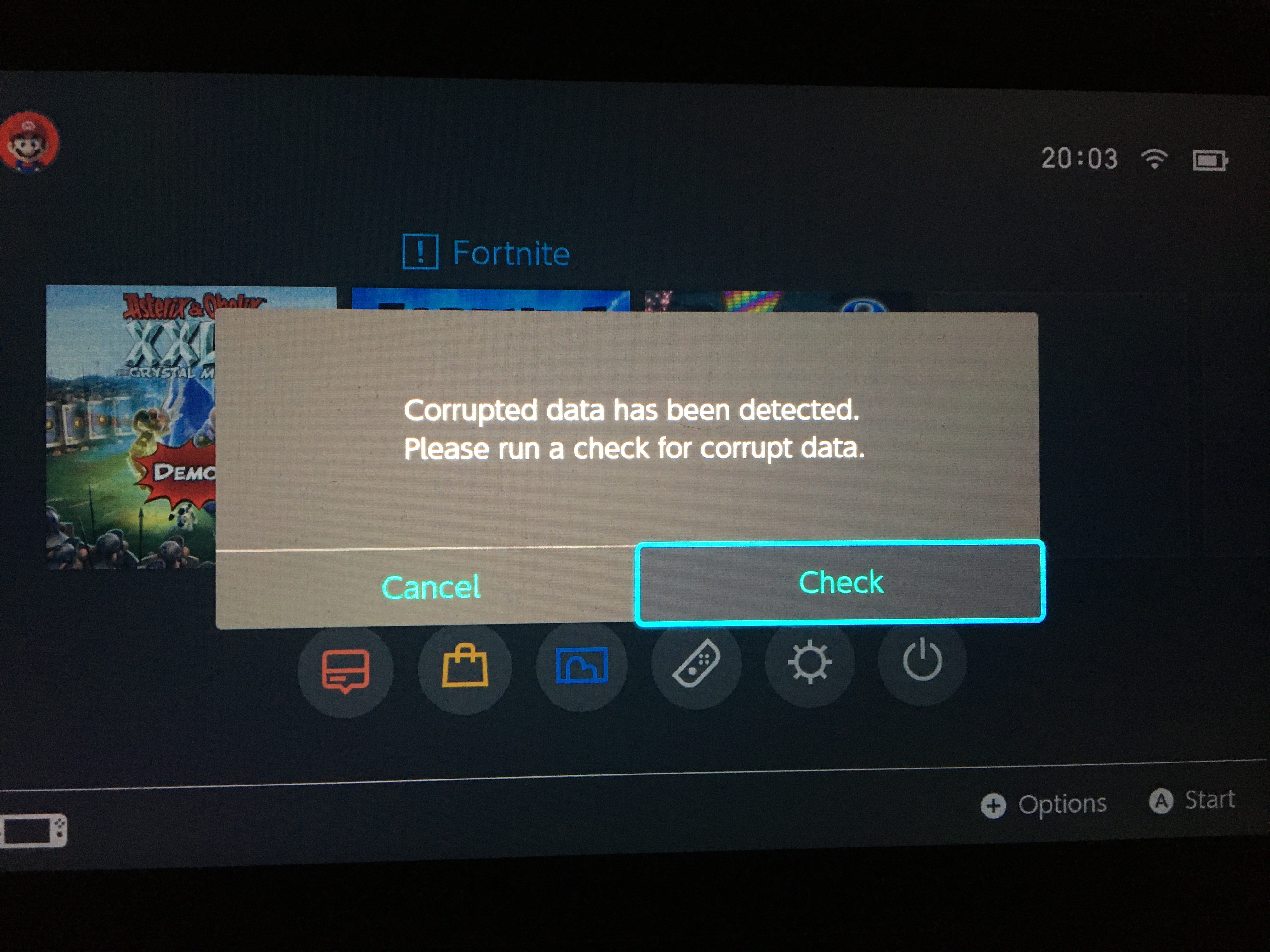 Nintendo switch error