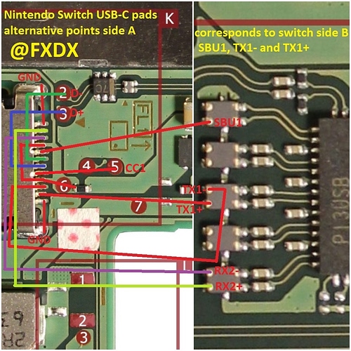 Nintendo Switch USB-C pads alternative points side A