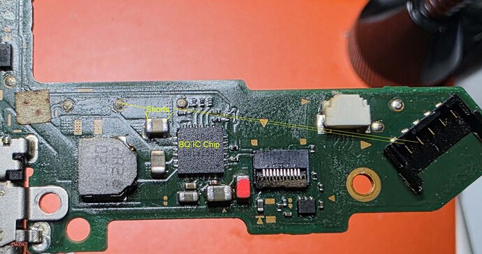 Short Cap around the BQ ic and the battery connector 2